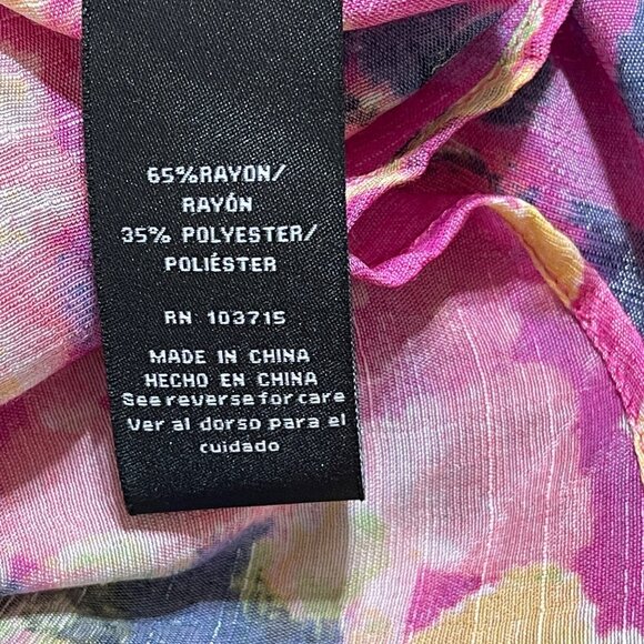 New Zac & Rachel Floral Blouse Size 1X Lilac Rose Button Front Long Sleeve - Picture 7 of 8